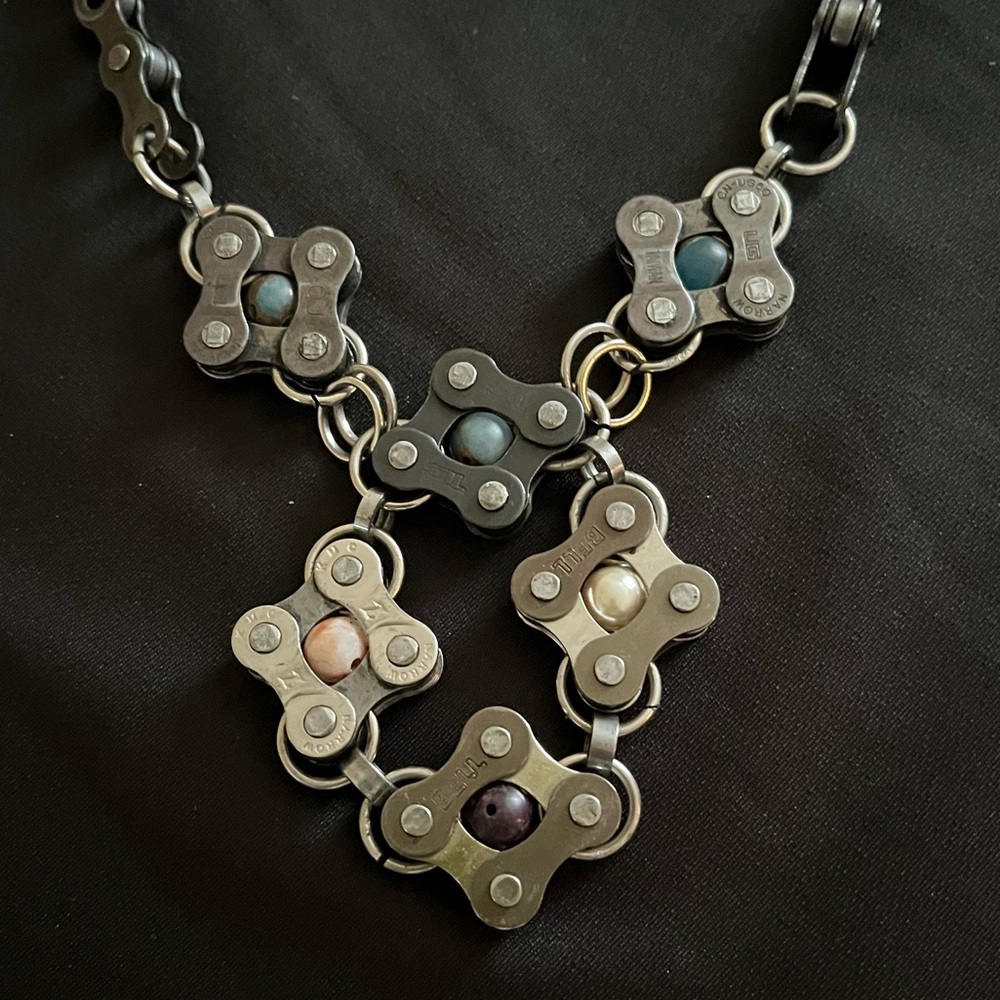 “Bicycle and Beads” Artist-Designed Necklace - Statement piece